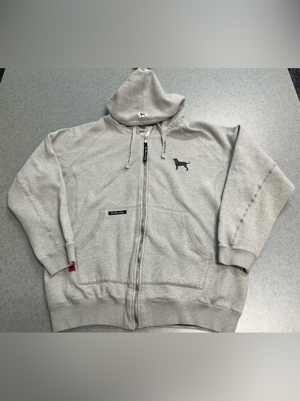 The Black Dog Men's Light Gray Zip Front Hoodie—Large